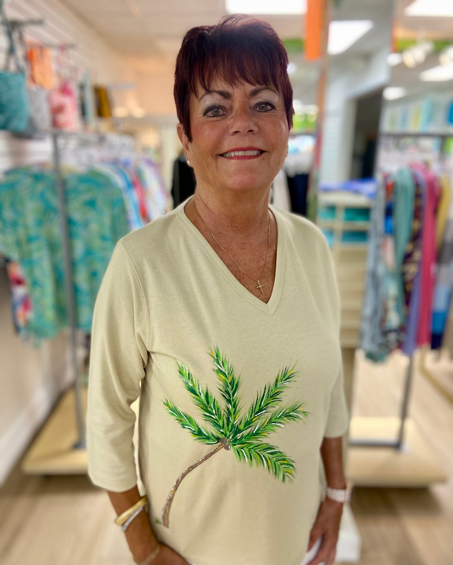 LisaLou Palm Tree Painted Top