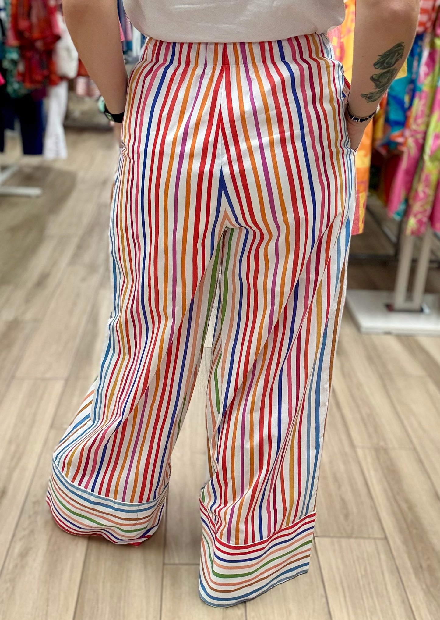 Pinch Stripe Wide Leg Pant