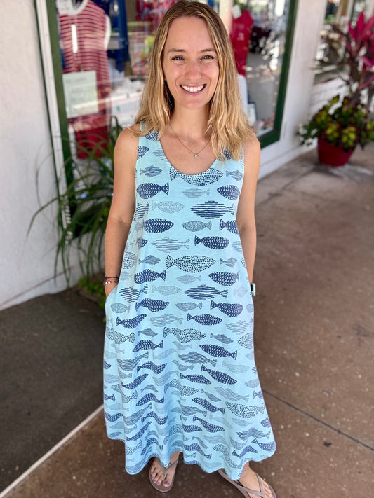 Cotton Lanai FY716 Fish Midi Dress