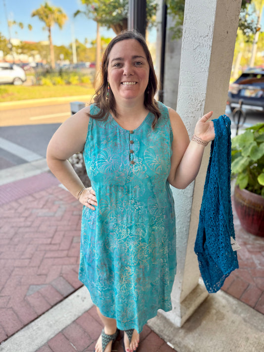 Lost River 1059 Button Neck Dress