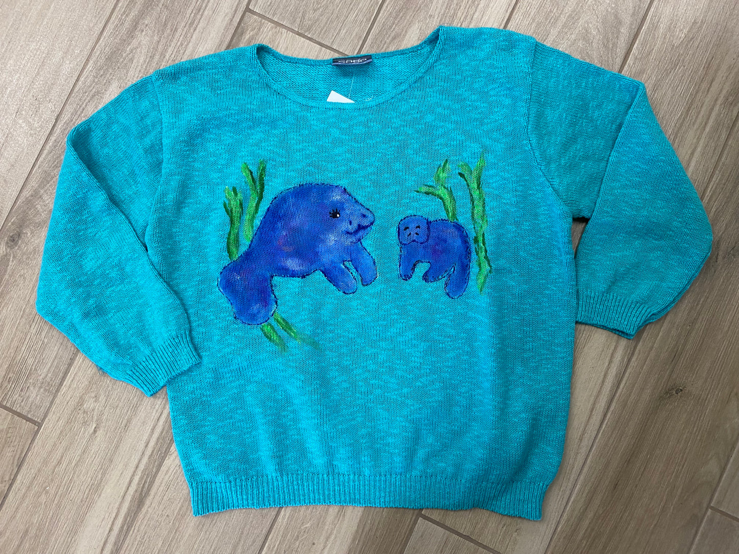 Rosamund Merrill Manatee Momma Painted Sweater