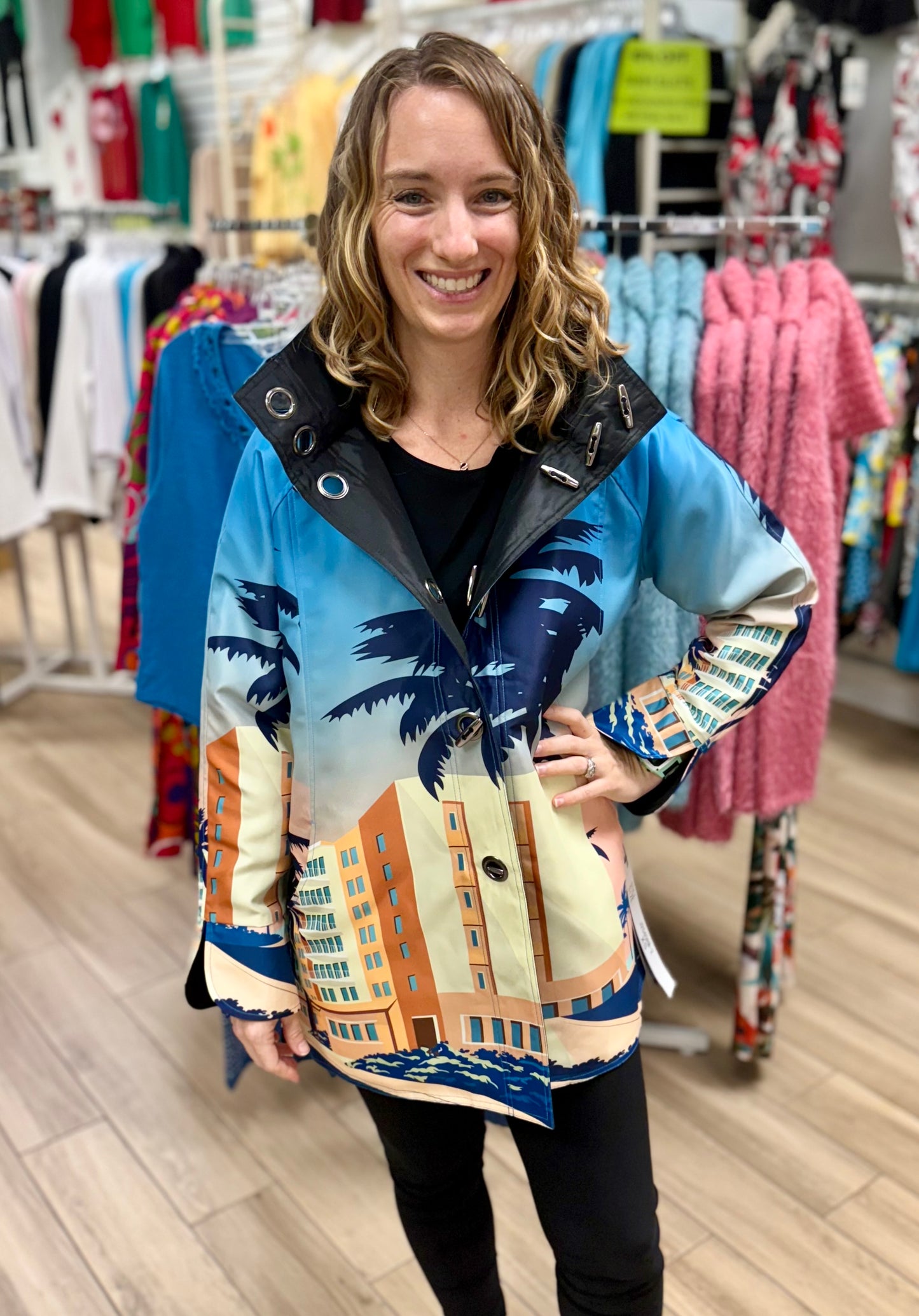 Oopera J2540RW-2 Palm Tree Reversible Rain Jacket