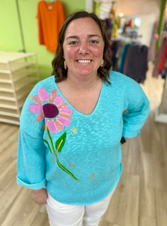 Peg Peach Petals Painted Sweater