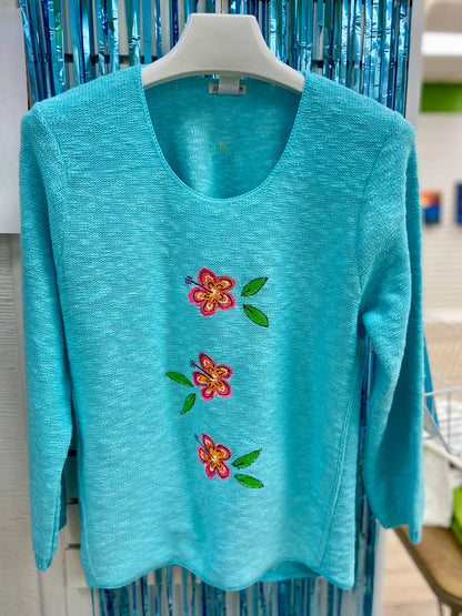 LisaLou Hibiscus Trio Painted Sweater