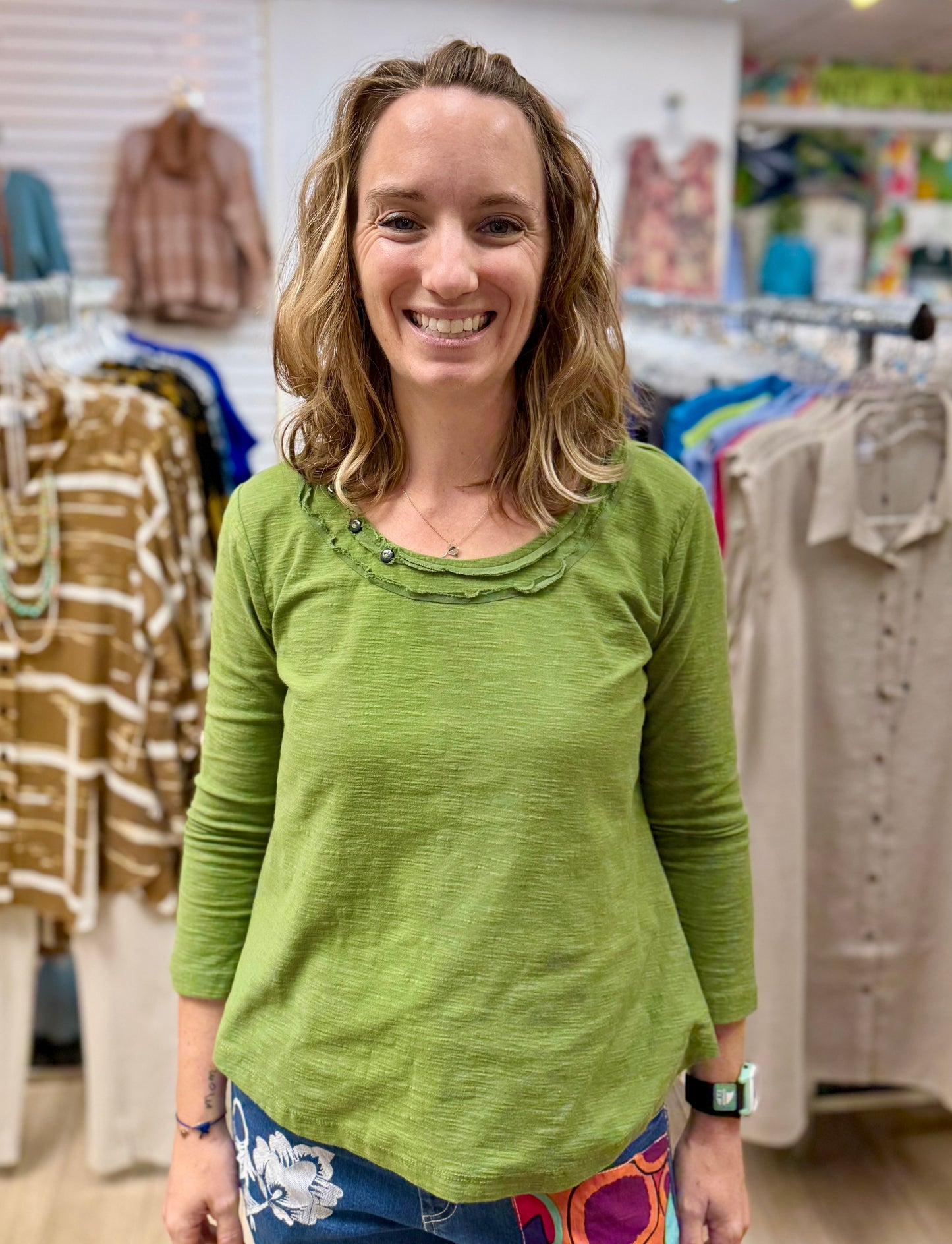 Tulip Bowen Button Top