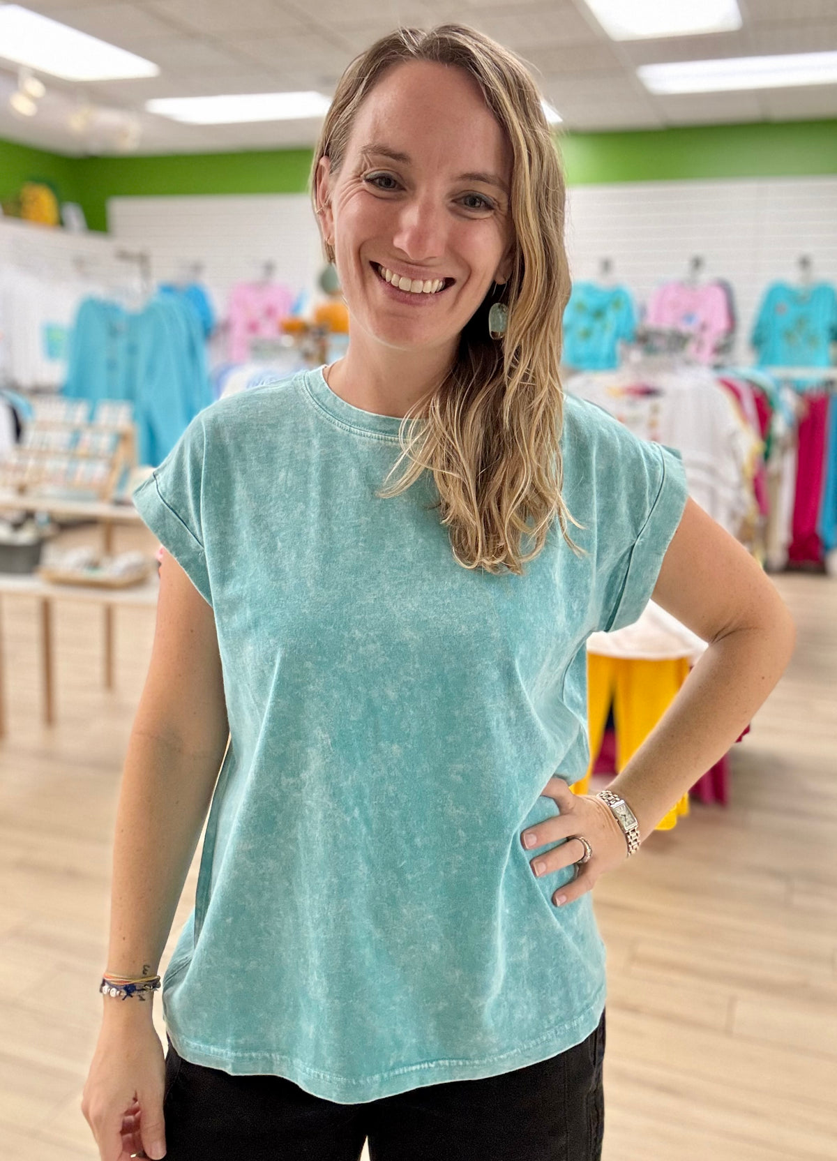Zenana Halo Folded Sleeve Tee