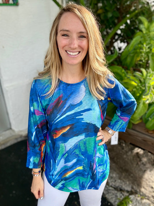 Jess & Jane Rounded Hem Print Top