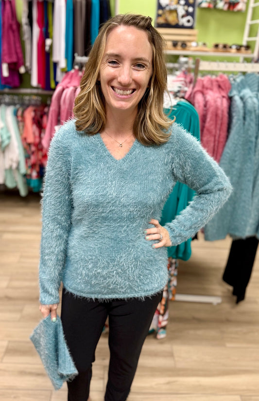 Marble 8032 Fuzzy Removable Neck Sweater