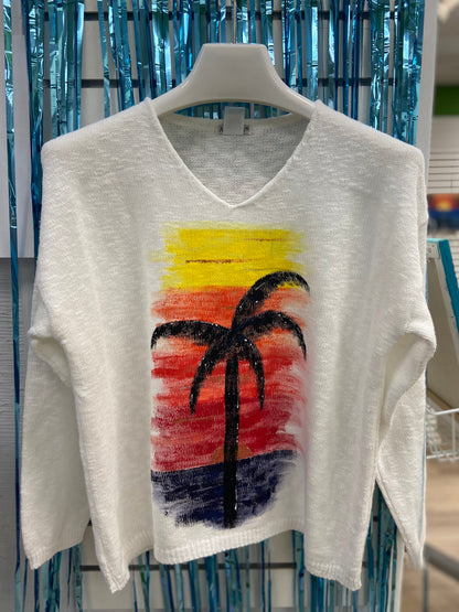 MoMo Sweater - Sunset Palm Tree