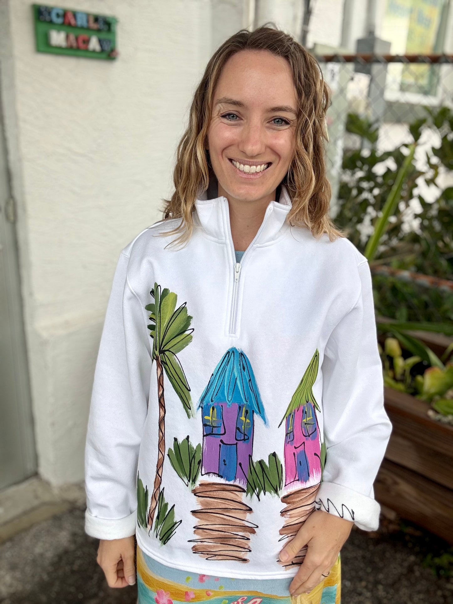 Victoria Painted Tiki Huts Fleece