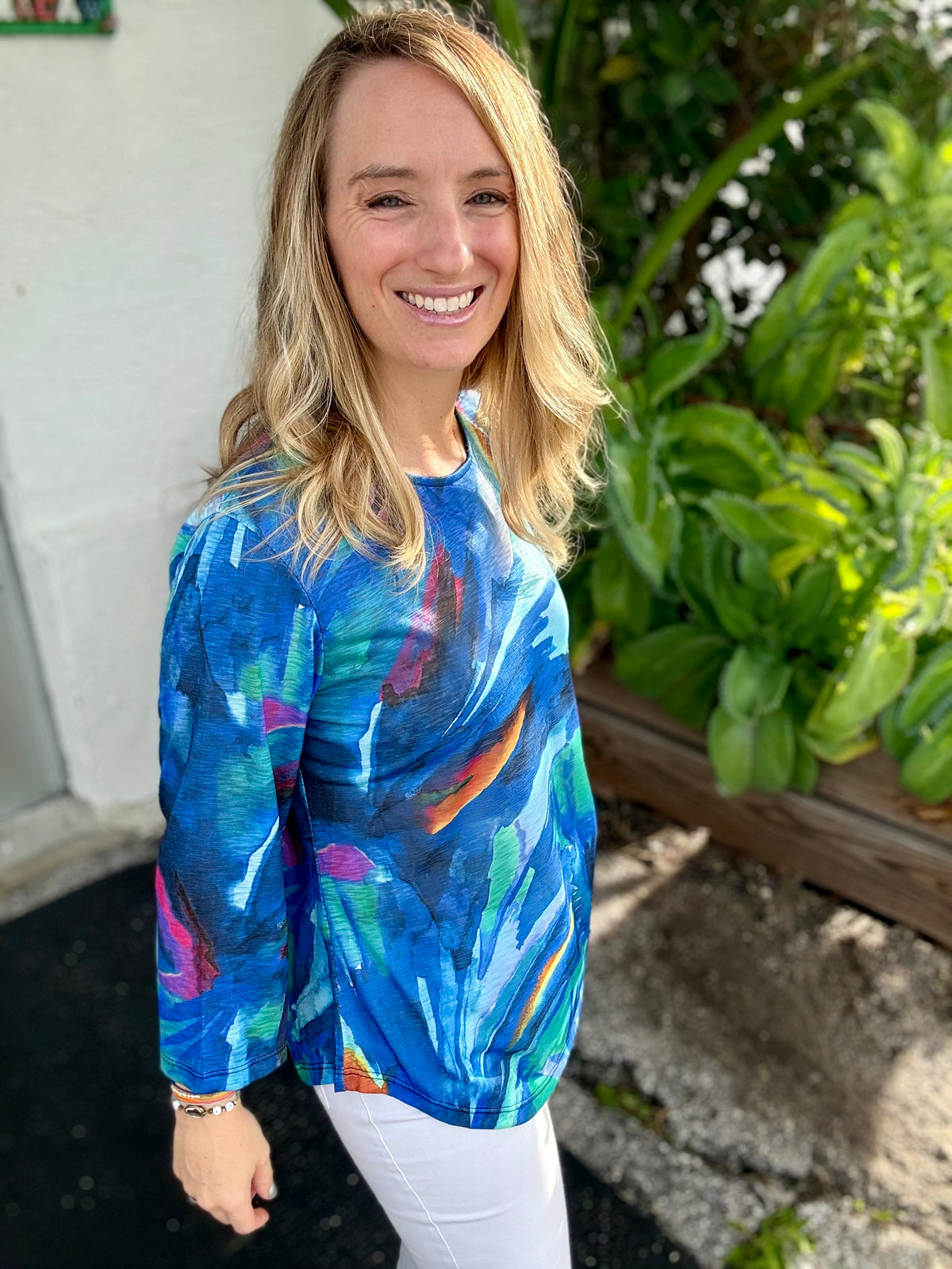 Jess & Jane Rounded Hem Print Top
