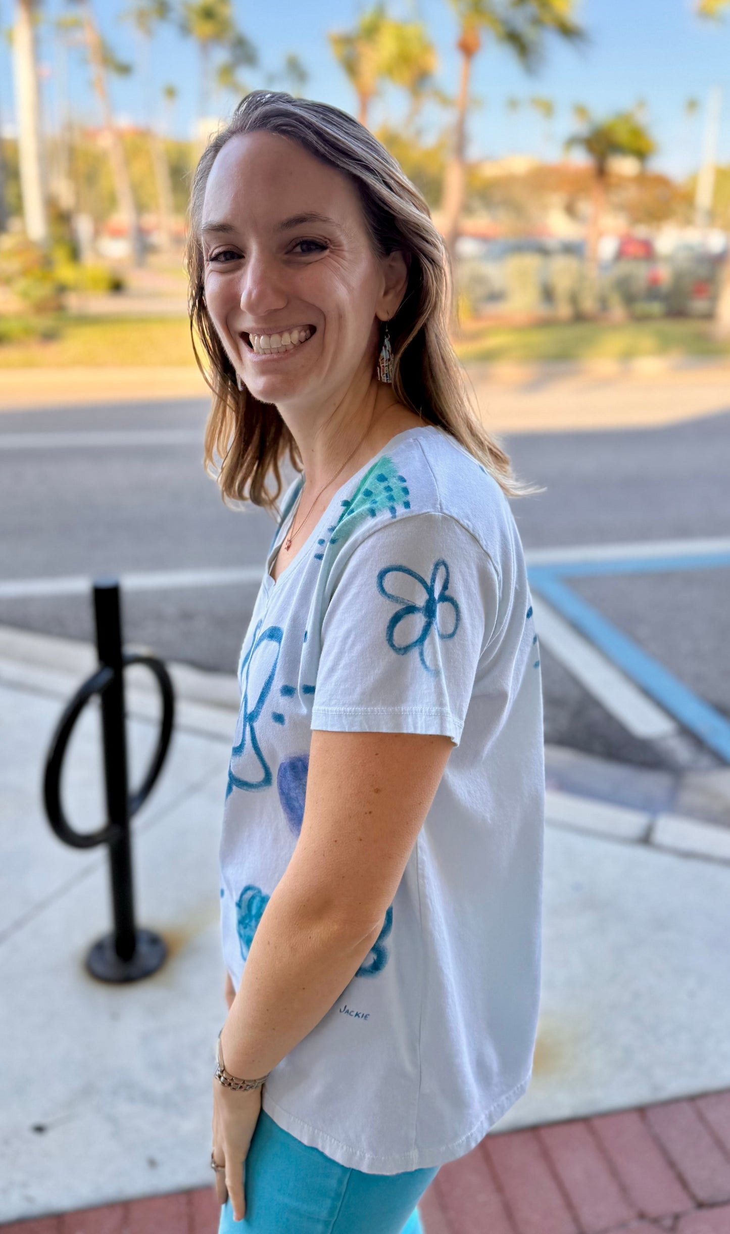 Jackie Ludtke 8165 Painted Flower Dots Top