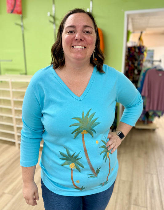 Peg Painted Skinny Palms Top