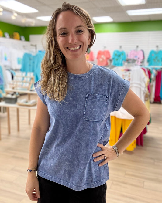Zenana Halo Pocket Tee