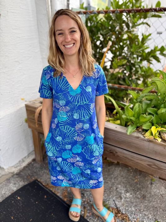 West Indies Ocean Floor Sleeve Dress