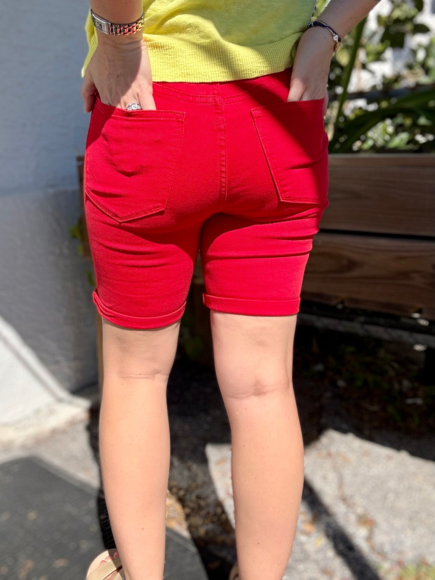 Judy Blue 150279 Red Denim Shorts