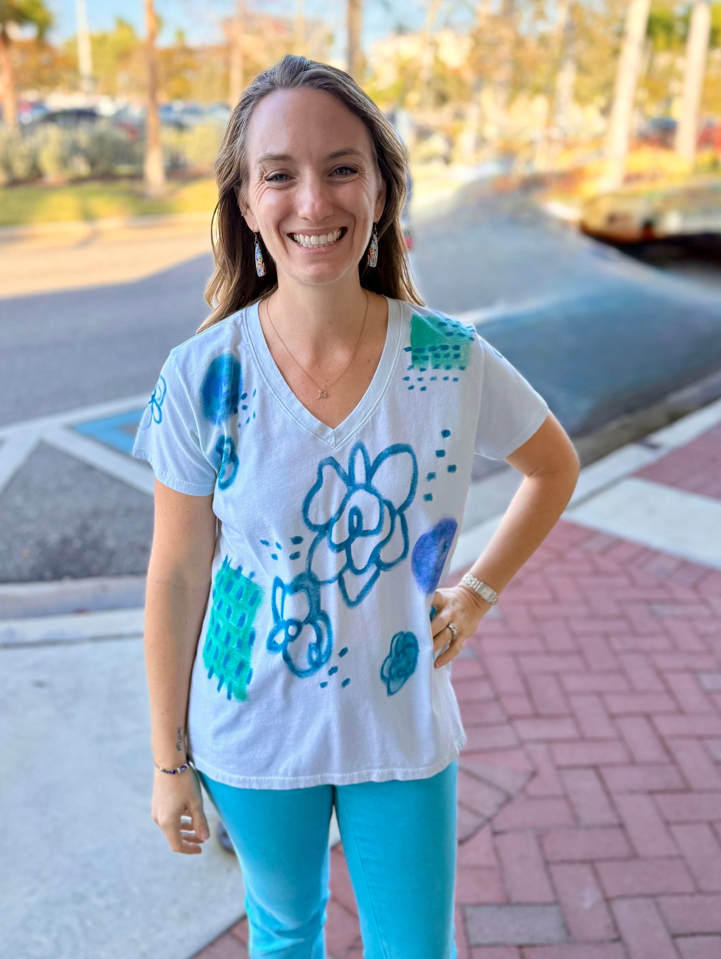 Jackie Ludtke 8165 Painted Flower Dots Top