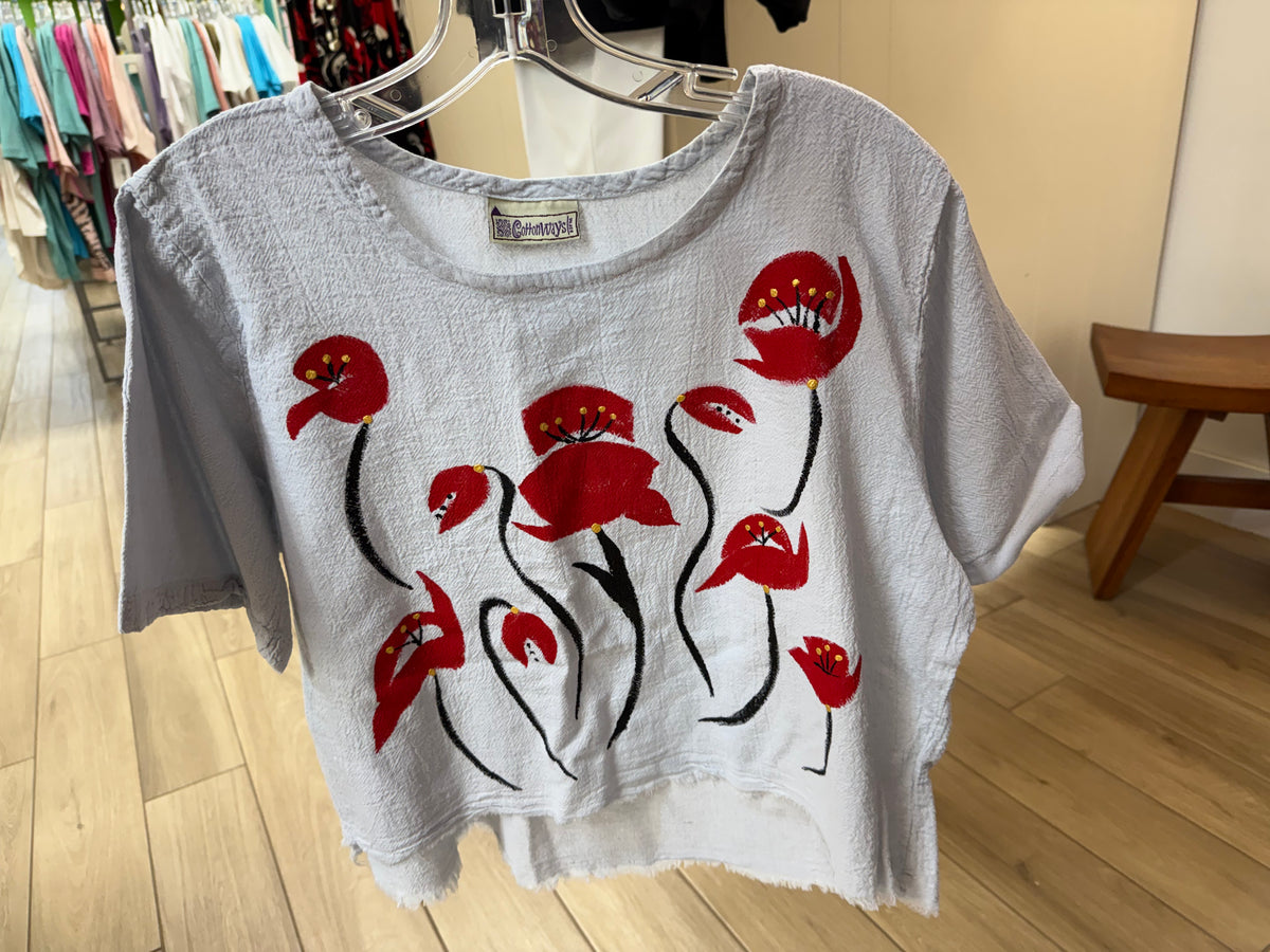 Peg Painted One Size Gauze Floral Tops