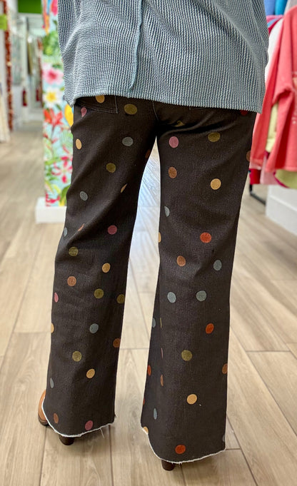 Anniewear Charcoal Polka Dot Wide Jean