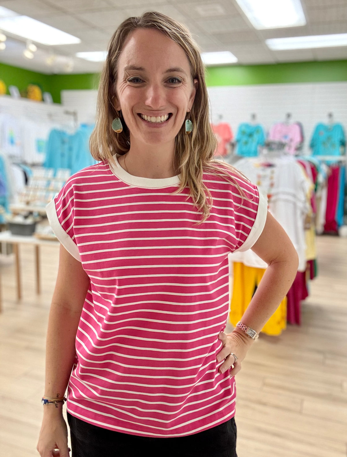 Zenana Contrast Stripe Top