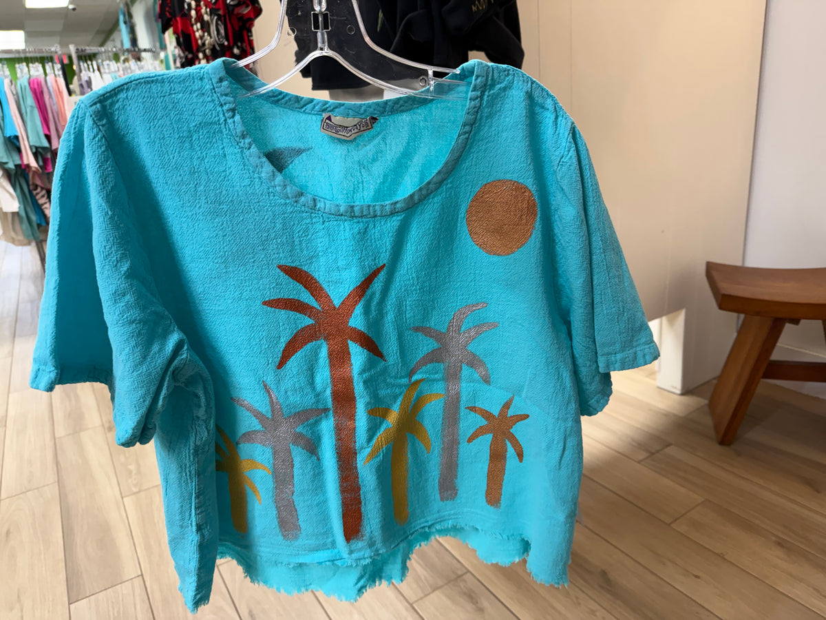 Peg Painted One Size Gauze Palm Tree Tops