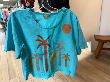 Peg Painted One Size Gauze Palm Tree Tops