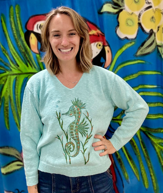 LisaLou Painted Seahorse Sweater