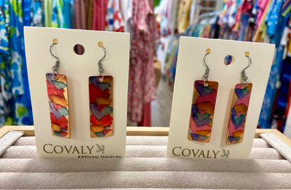 Covaly Alcohol Ink Rectangle Earrings