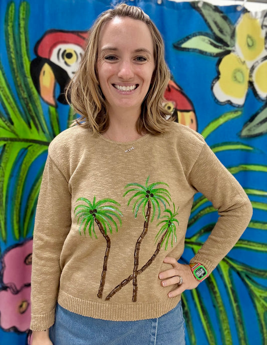 LisaLou Palm Trio Painted Sweater