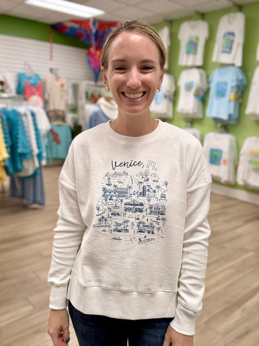 Boat House Venice Doodle Corded Pullover Top