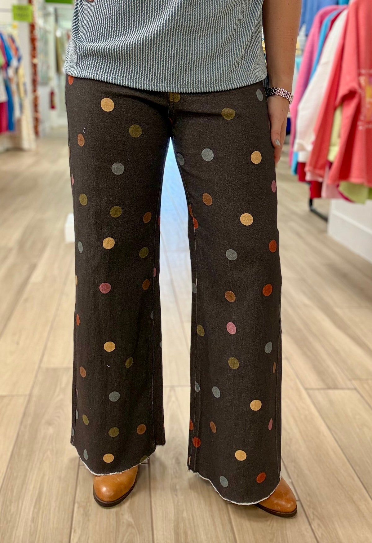 Anniewear Charcoal Polka Dot Wide Jean