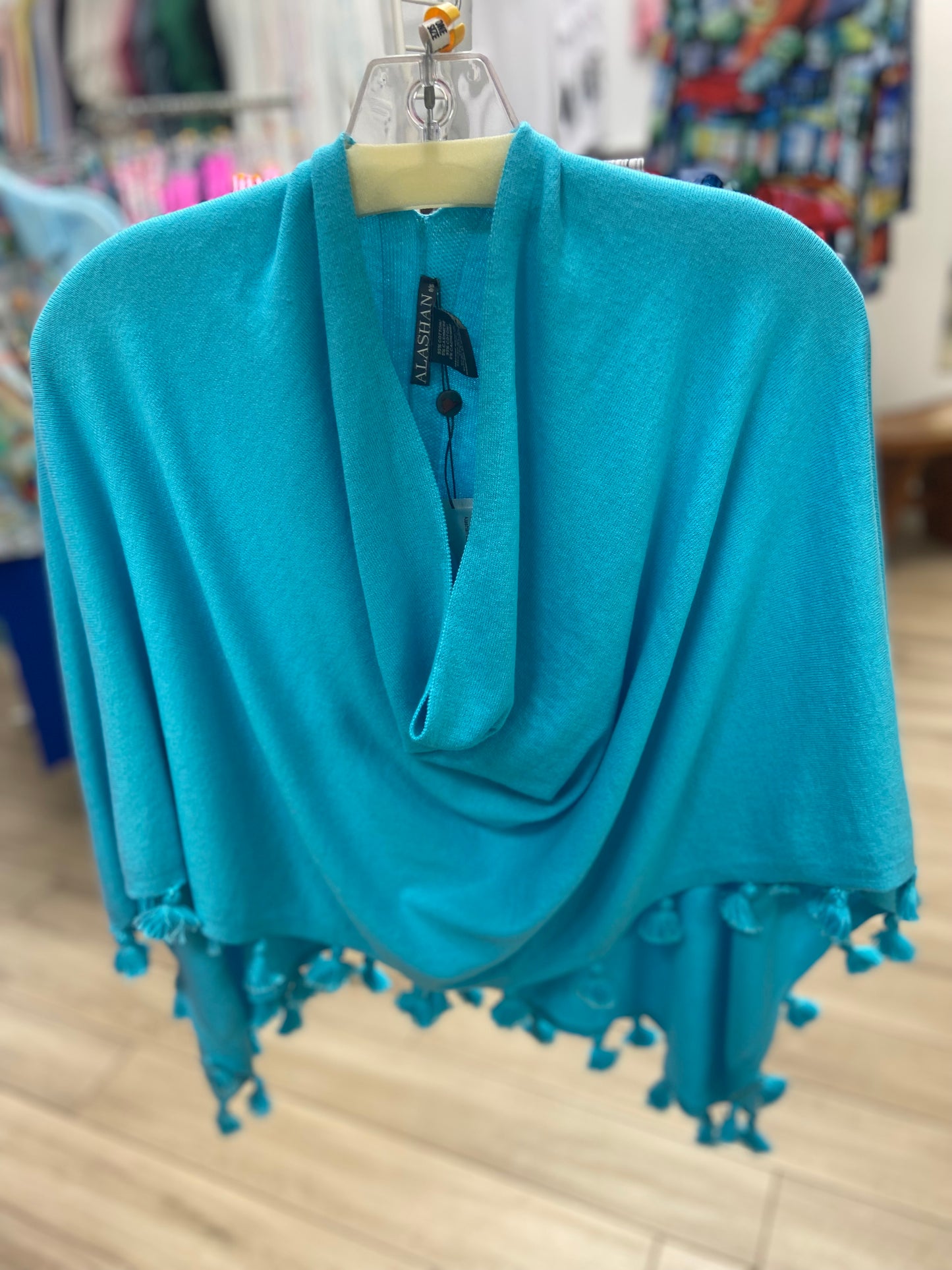 Alashan LSC833 Cotton & Cashmere Tassel Poncho Topper