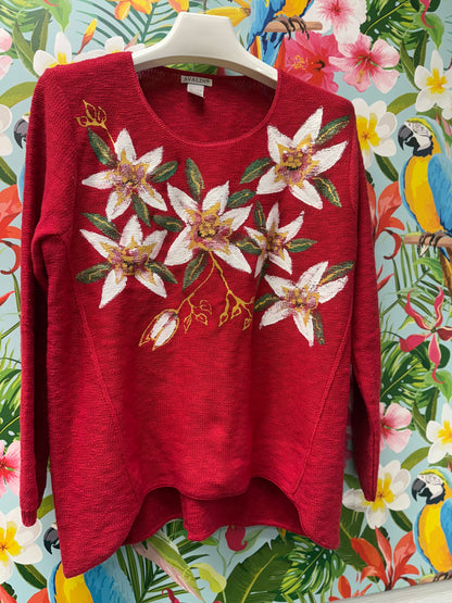 Peg Painted Sweater - Poinsettia