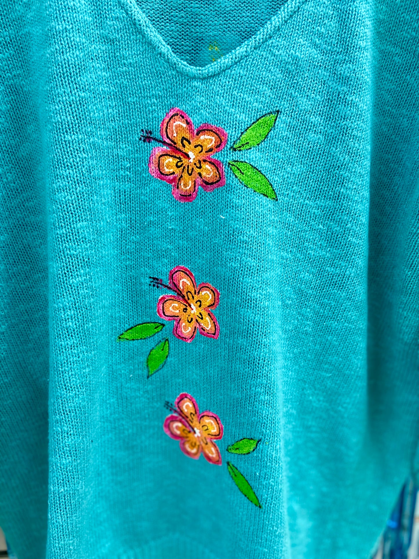 LisaLou Hibiscus Trio Painted Sweater