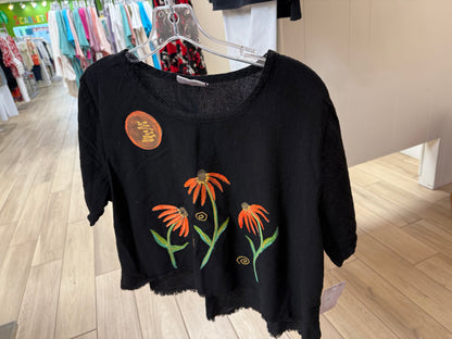 Peg Painted One Size Gauze Floral Tops