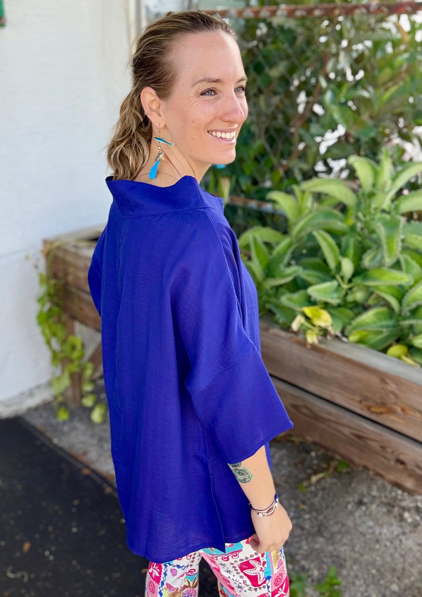 Fridaze AA374 Drop Shoulder Linen Top