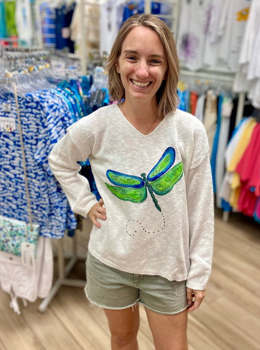 LisaLou Dragonfly Painted Sweater