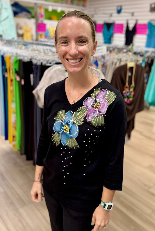 Victoria Painted Dots Floral Top