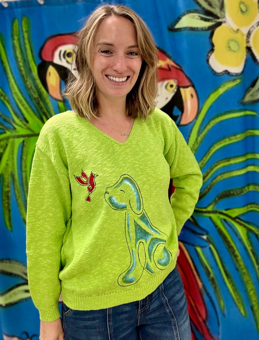 LisaLou Painted Cardinal Dog Sweater