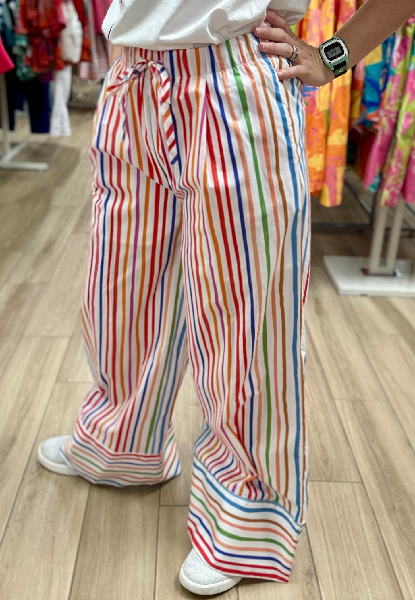 Pinch Stripe Wide Leg Pant