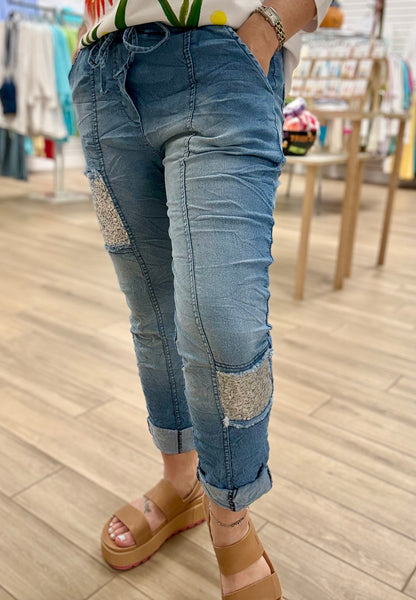 Bella Amore Patch Sparkle Jeans