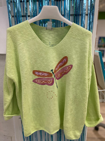 LisaLou Dragonfly Painted Sweater