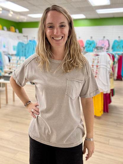 Zenana Halo Relaxed Pocket Tee