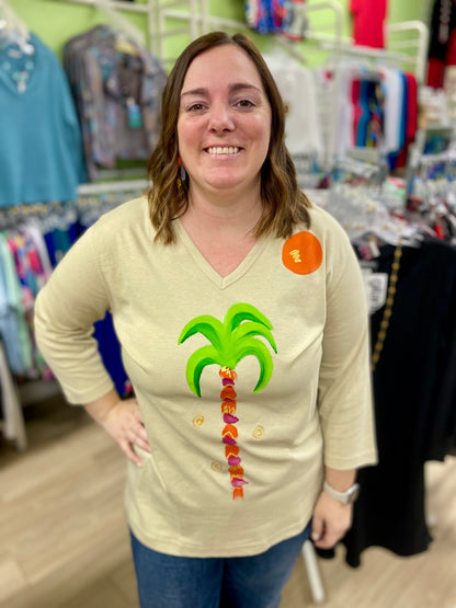 Peg Painted Colorful Palm Tree Plus Size Top