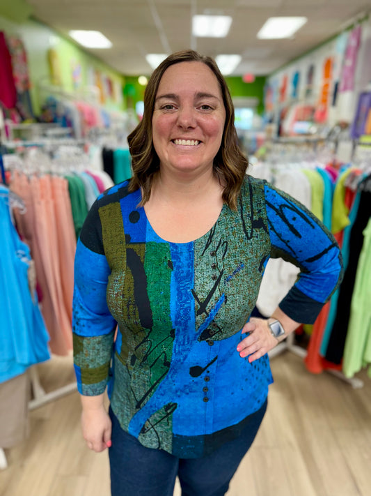 Parsley & Sage 25W218C6 Andrea Button Top