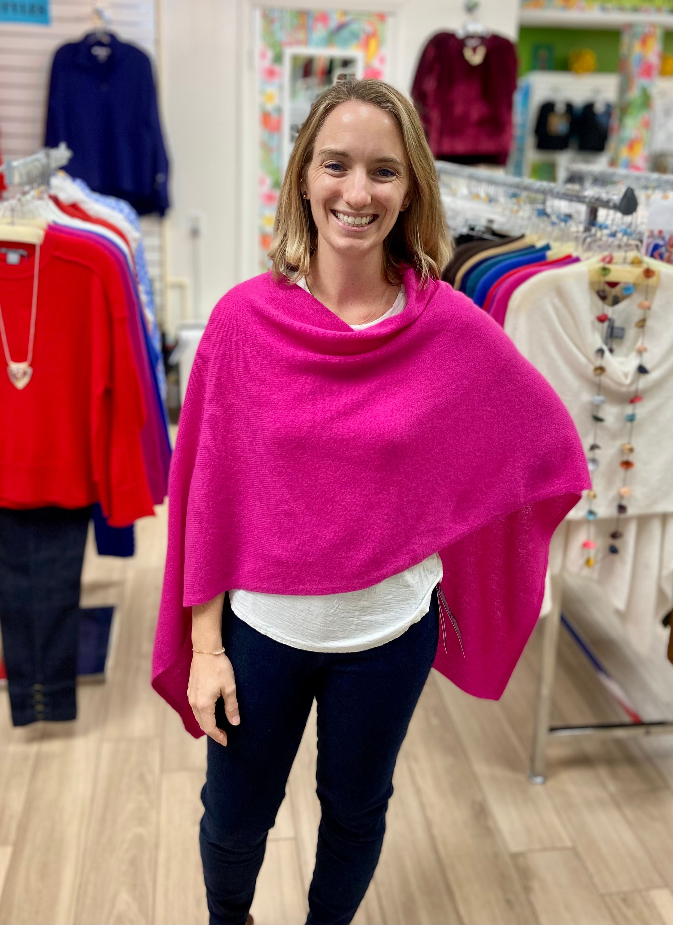 Alashan LS1346 Cashmere Poncho Topper – Scarlet Macaw Resort Wear