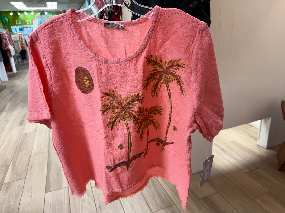 Peg Painted One Size Gauze Palm Tree Tops