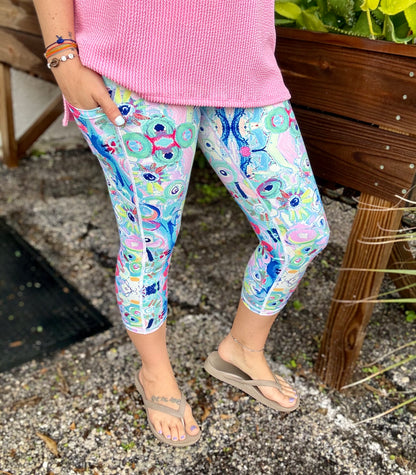 Dena Lyons Blue Pizzaz Capri Legging