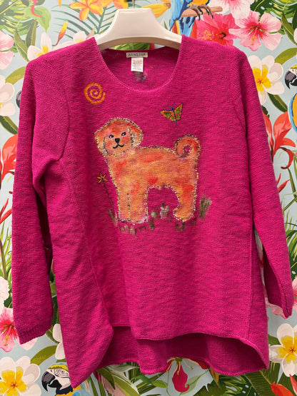 Rosamund Merrill Field of Dreams Dog Painted Sweater