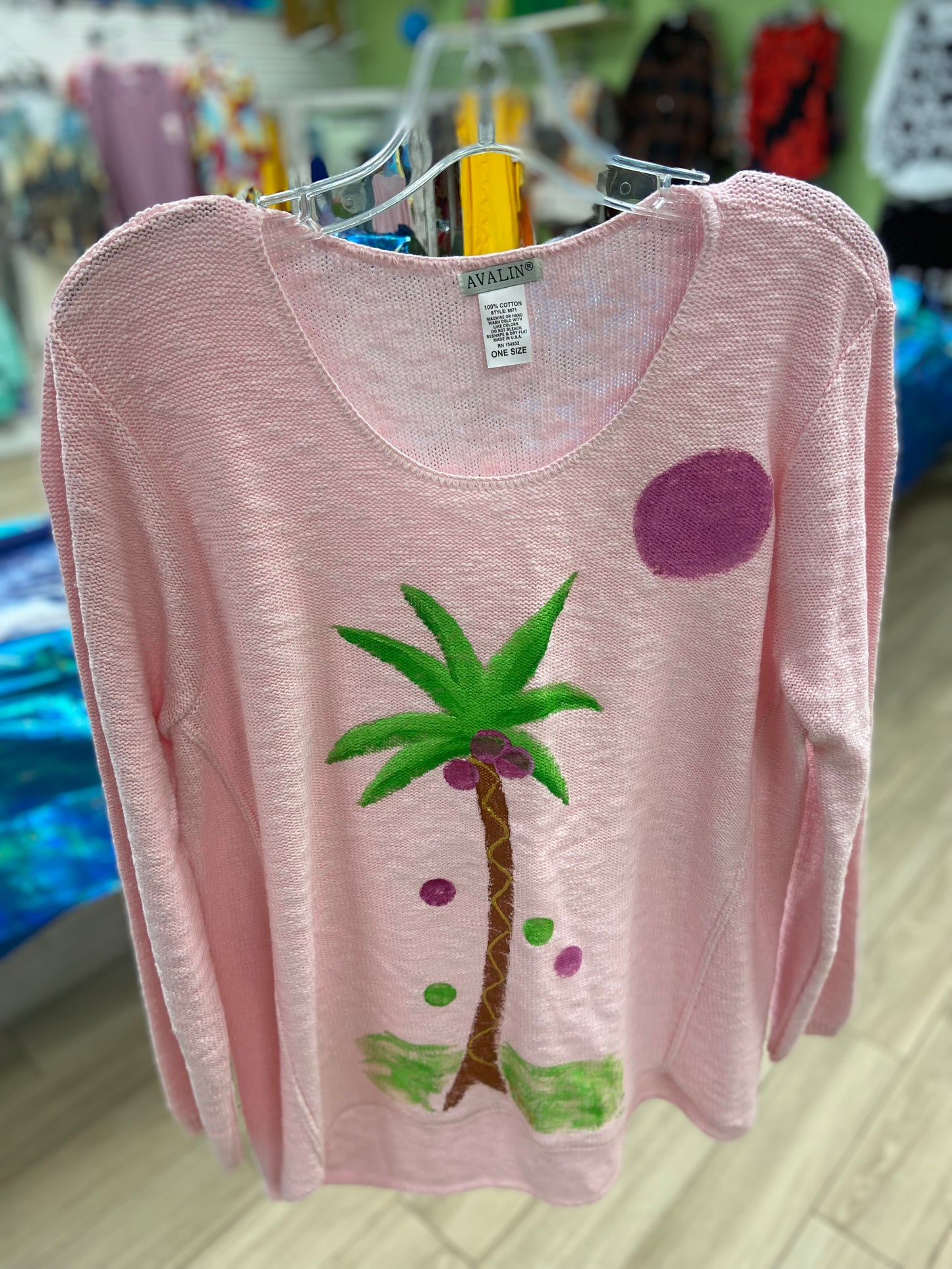 Peg Painted Colorful Palm Tree Sweater